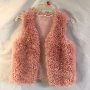 Fabkids blush pink faux fur vest size L (10-12) girlie coquette luxury barbie
